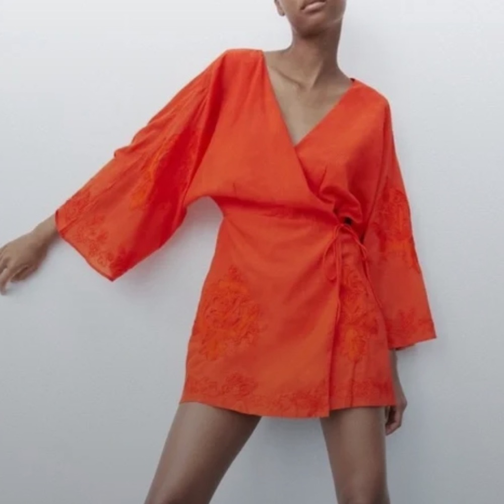 NWT Zara Orange Wrap Dress